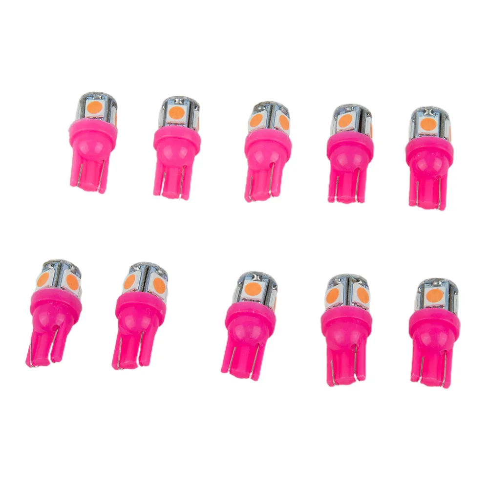 

10PCS T10 194 168 W5W 5050 SMD LED Pink Car Wedge Tail Side Lights Lamp Bulb Turn Signal Light Side Marker Lamp Parking Lights