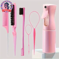 6pcs/Set Hair Brush Set Hairdressing Spray Bottle Hair Braiding Loop Rat Tail Comb Teasing Hair Brsuh Edge Control Hair Brush 1