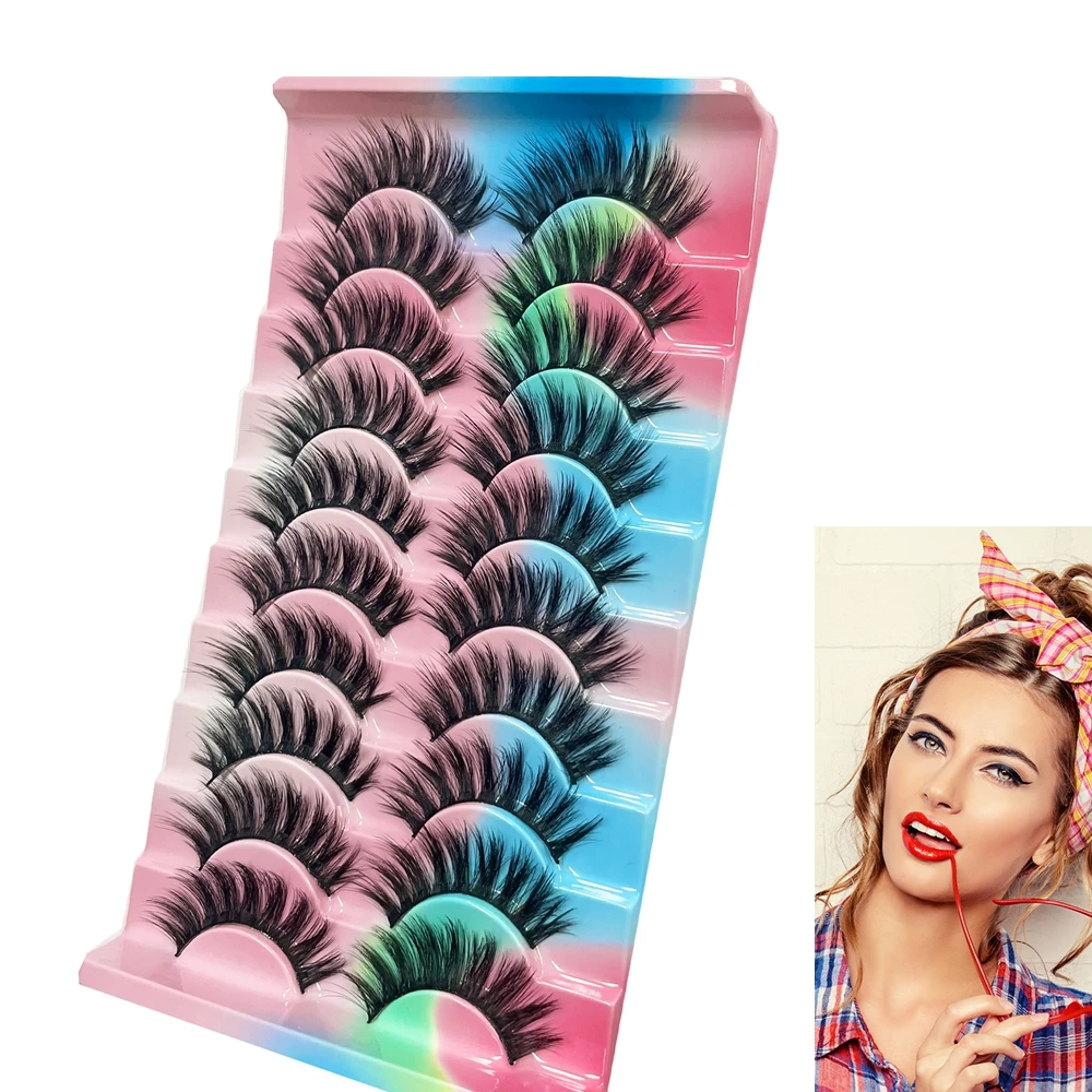 

Mecalaku 3/5/10 Pair Natural False Eyelashes Manga Lashes 3d Faux Mink Lashes Soft Winged Natural Realistic Eyelash Extension