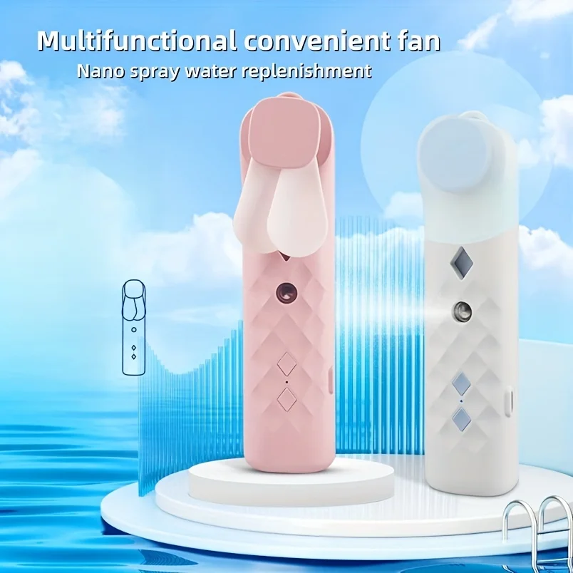

Ручной водяной распылитель, ручной вентилятор, Usb 2 в 1, мини-вентилятор, портативный вентилятор и увлажнитель для лица