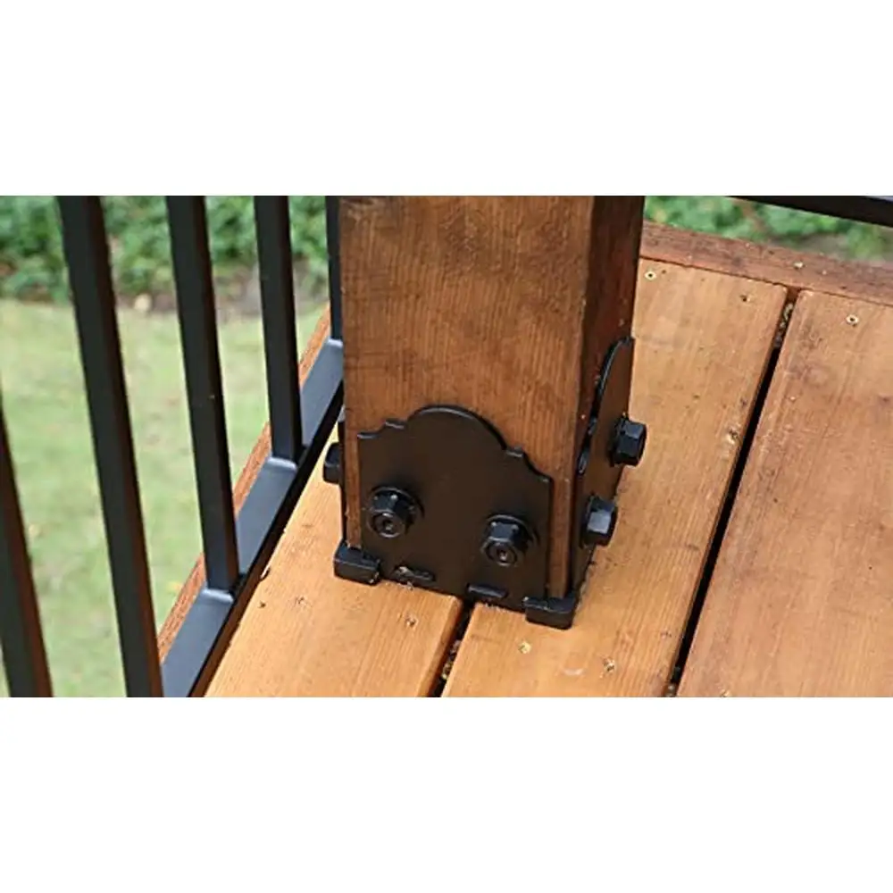Laredo Sunset 6x6 Post Base Kit Steel Mount Plate & Decorative Plates Fits 5.5-6" Square Pergolas Decks Pavilions Arbors Black
