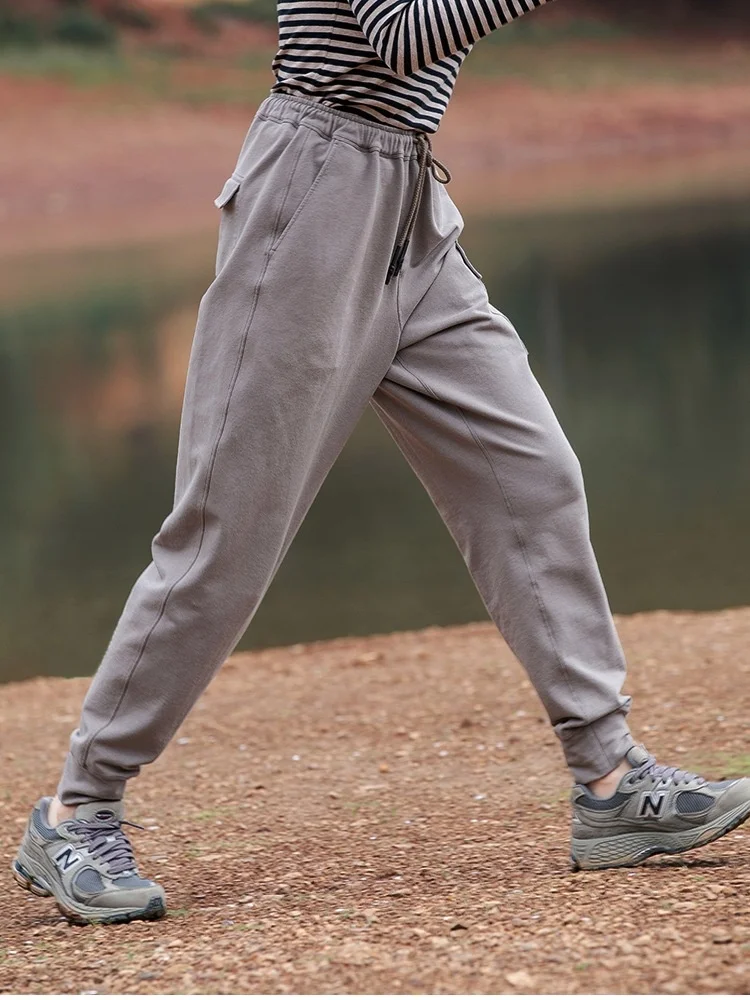 

Autumn and Winter 2022 New Literature and Art Leisure Korean Version Solid Cotton Terry Fabric Elastic Waist Band Slim Pants