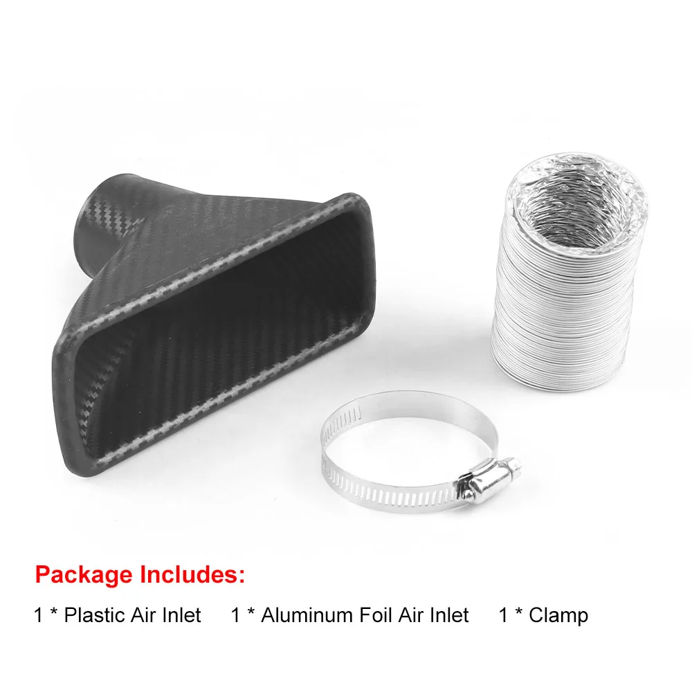Air Intake Vent Car Front Bumper Grille Inlet Pipe Kit Injection System Funnel Turbine Universal Carbon Fiber Pattern air intake kit air intake pipe air filter intake pipe