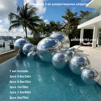 1 Set Silver Inflatable Mirror Ball Giant Hanging Disco Mirror Sphere Gold Iridescent Reuseable Metallic Balloons For Decoration 1