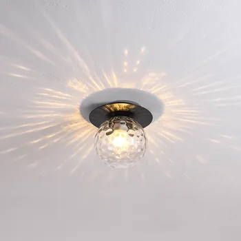 북유럽 미니멀리즘 복도 천장 램프, 모던 호텔 레스토랑 발코니, 국내 조명, 원형 반투명 유리 LED 조명