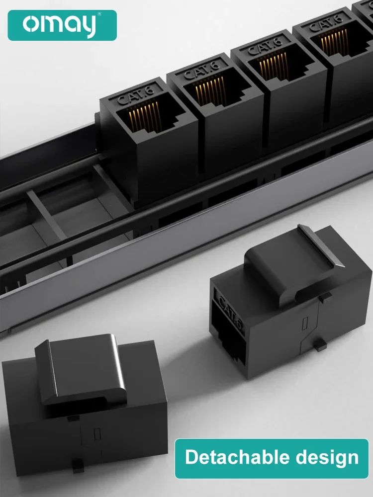 Cabo Adaptador Keystone Jack Modular Frame Cat6 Patch Panel Gabinete Rack Pass-through 19 1u 24 Port Omay-rj45 - Imagem 2