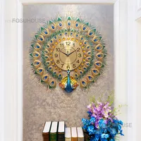 European Peacock Wall Clocks Home Decor Living Room Household Fashion Wall Clock  Modern Luxury Decorative Wall Clock B 2