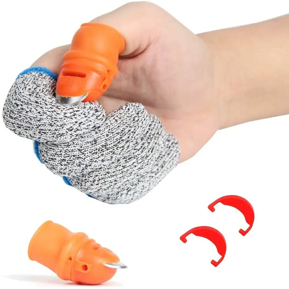 2PCS SiliconeThumb Cutter Finger Guards Garden Plant Picking Tool Cut-resistant Finger Sleeve Bean Picker