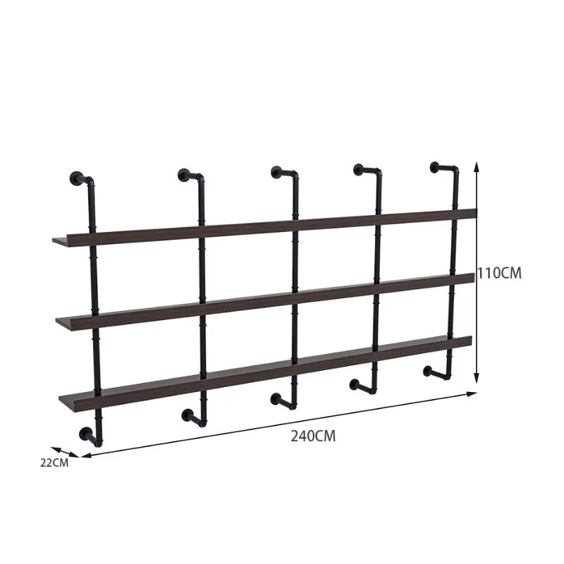 Wooden Wine Rack Industrial Wall Wrought Iron Bar Wine Display Cabinet Living Room Hotel Mini Bar Showcases Furniture with Light