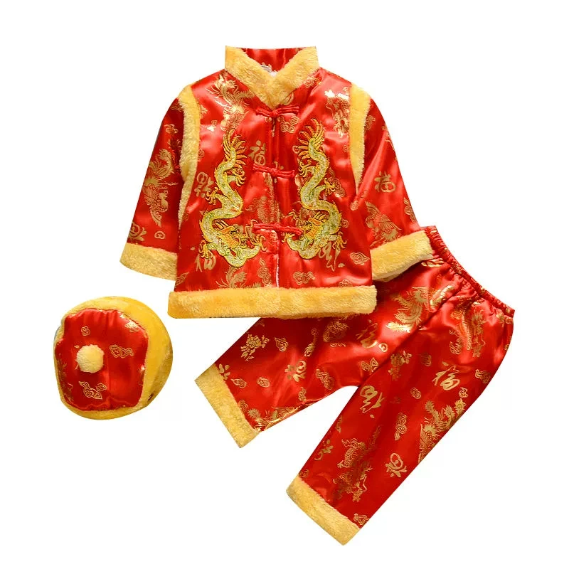 Chinese Traditional Costume Tang Chinese Traditional Costume For Newborn Baby Boys Embroidery Winter Red New Year Birthday Gift Christmas Longsleeve