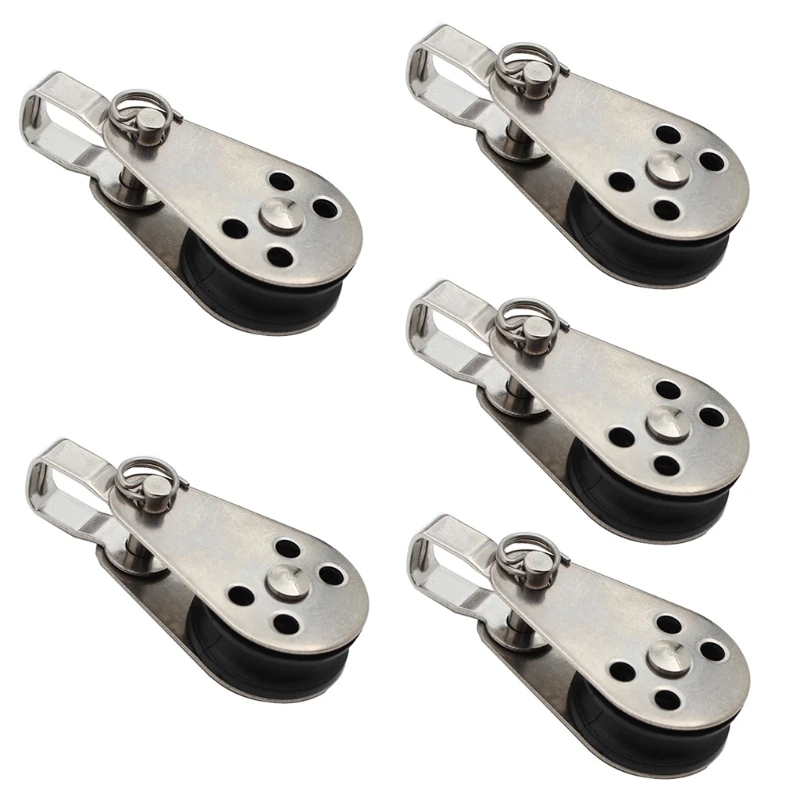 Stainless Steel Pulley Block Hanging Wire Towing Wheel Lifting Rope 5pcs