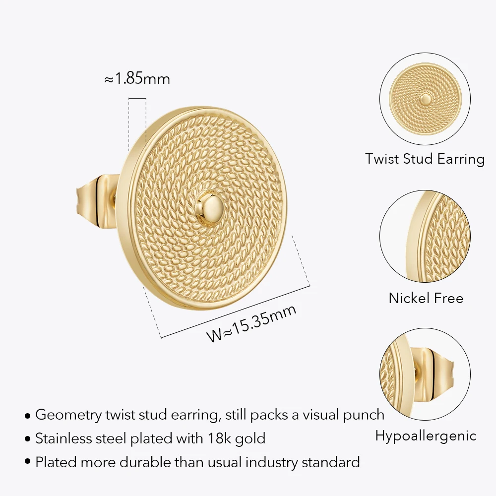 ENFASHION 2023 Twist Stud Earring For Women Gold Color Stainless Steel In Earings Fashion Jewelry Aretes De Mujer Party E231504