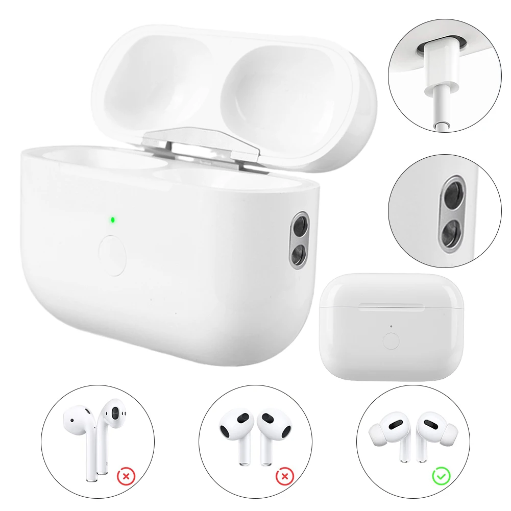 Wireless Charging Case Replacement for Airpods Pro 1 2 3 Earphone Charger Box with Bluetooth Pairing Sync Button &450mAh Battery