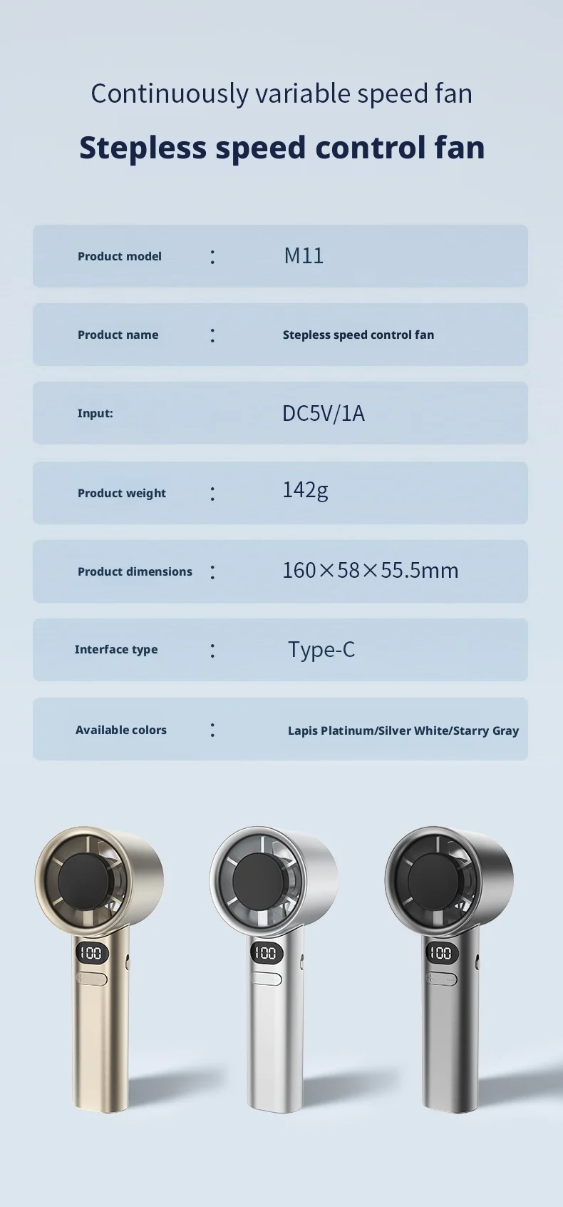 Draagbare usb oplaadbare handventilator met led display_voghion.com