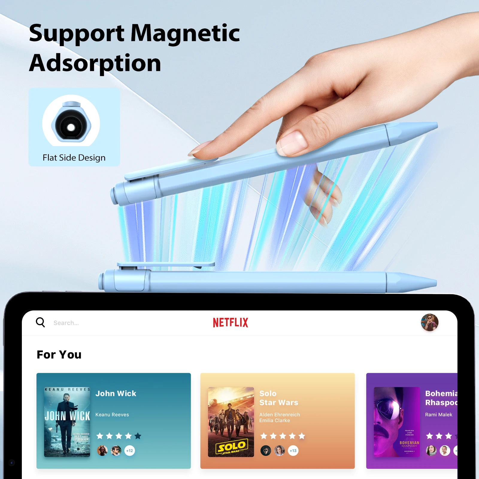 미끄럼 방지 그립 연필꽂이 커버 슬리브, 지지대 마그네틱 충전, 더블 탭, 애플 펜슬 (USB-C) 3 세대