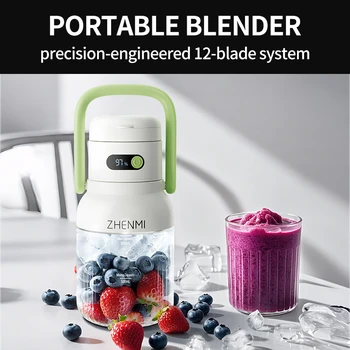 Holidays and Birthdays Blender for Shakes & Smoothies! ZHENMI BPA-Free Cordless Blender, 33oz, Ice Crushing, USB Rechargeable, 1