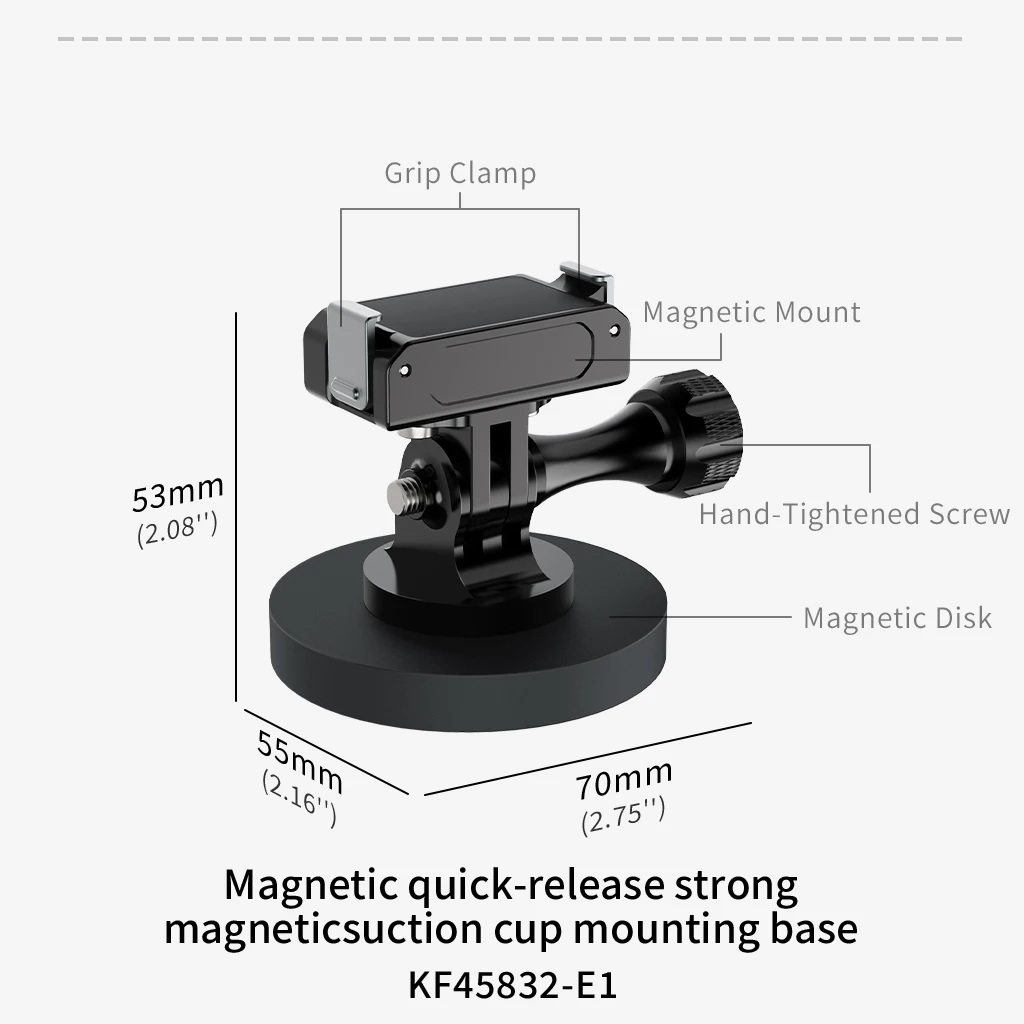 Super magnetischer Ständer, verstellbarer Schnellverschluss für DJI Action 5 Pro 4 Gopro 13 Insta360 ONE Kamera, Autohalterung, Kamerahalterung – Detail 15