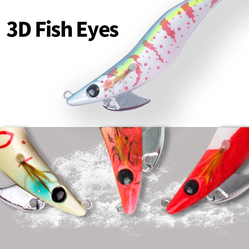 Kawa 1pc New Wood Shrimps Squid Lure 13g 93mm Fishing Squids Hooks UV Coating Fishing Baits For Fishing Squid Octopus Culterfish