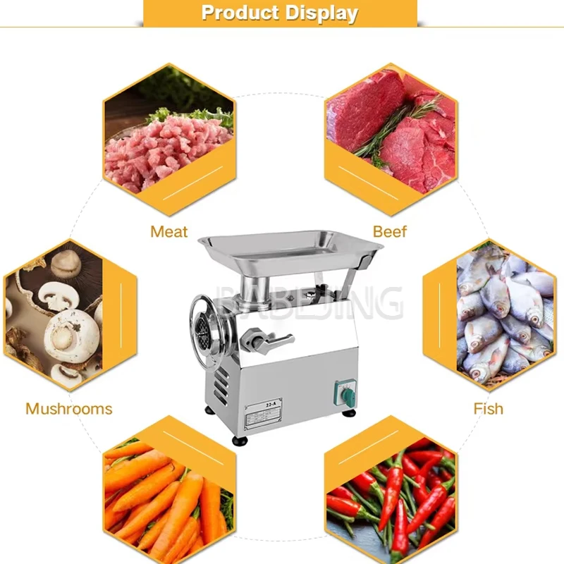 BABEJING Commercial Industrial Meat Grinder, Electric Multifunctional Meat Grinder, Stainless Steel Food Chopper 2