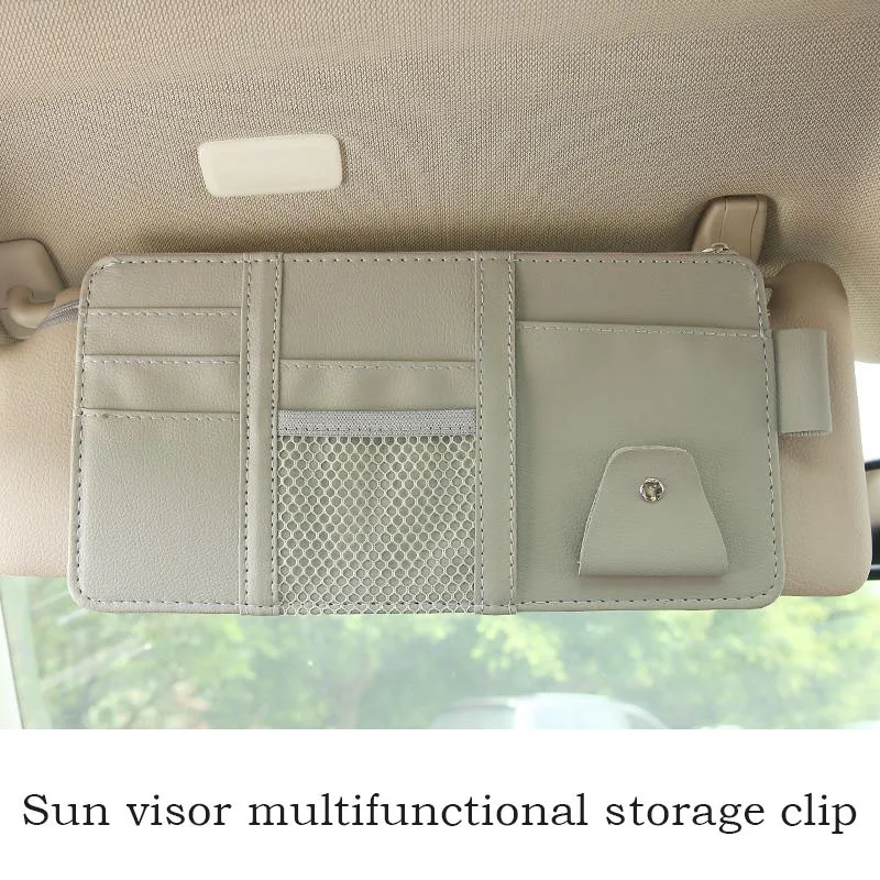 

Car Leather Sun Visor Cover Car Cd Bag Clip Multifunctional Car Disc Bag Glasses Organizer Card Holder
