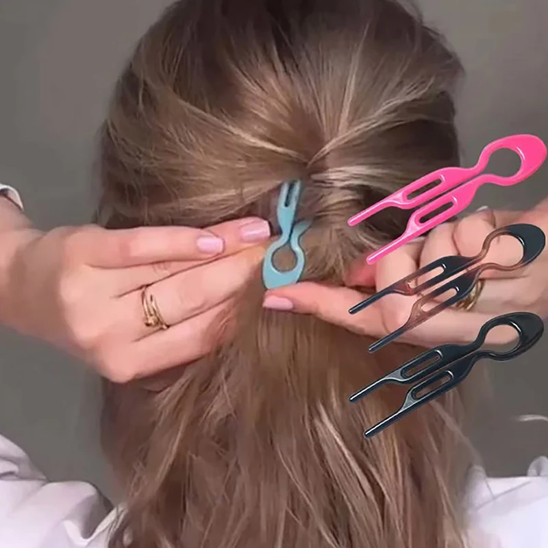 Simple U-shaped Wavy Hair Clip Women's Round Headed Hair Fork French Fashion Curly Stick Clip DIY Hairstyle Tool