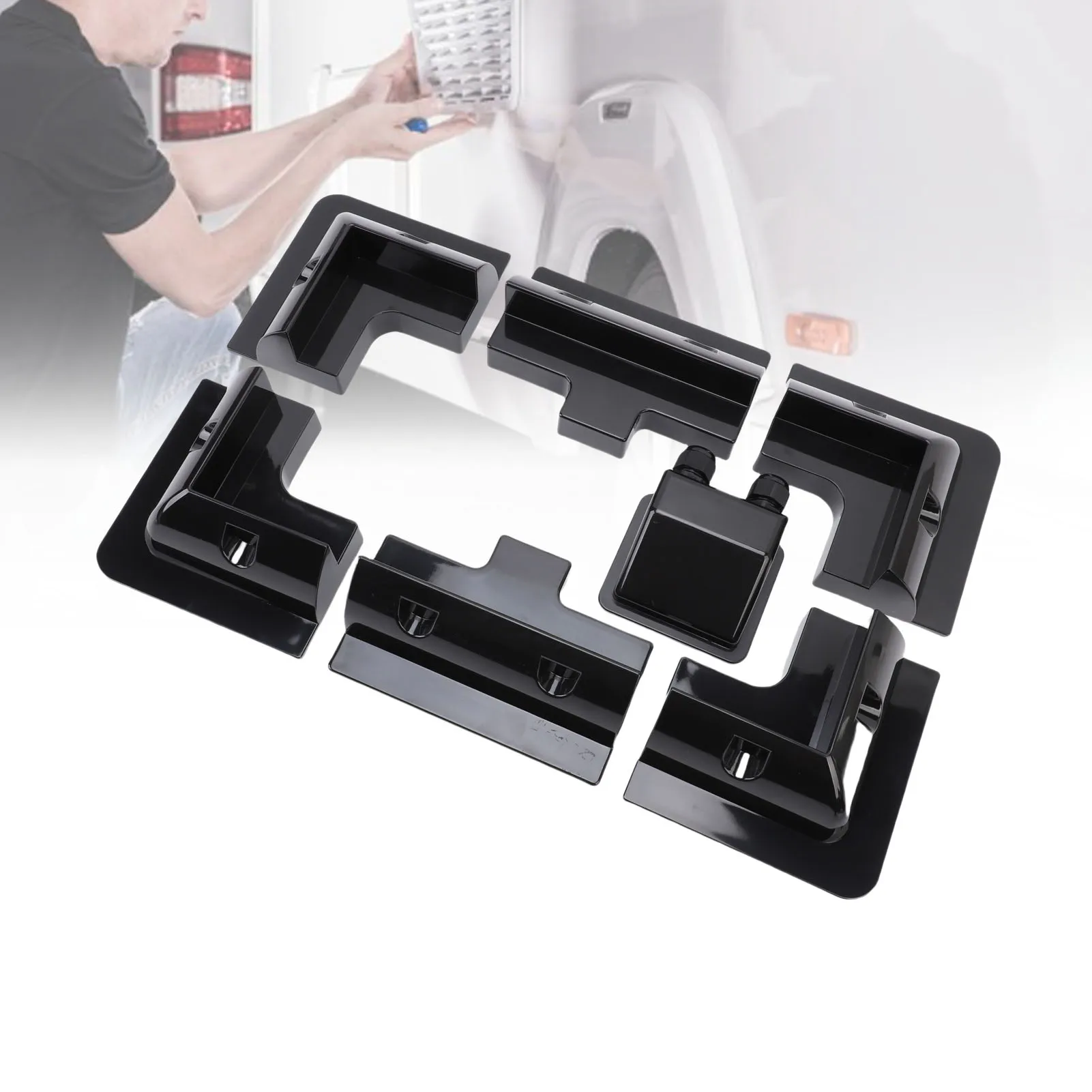 Solar Panel Mounting Brackets ABS Corner Bracket Kit with Junction Box Installation On RV Boats Camping Vehicle Motorhome Roof