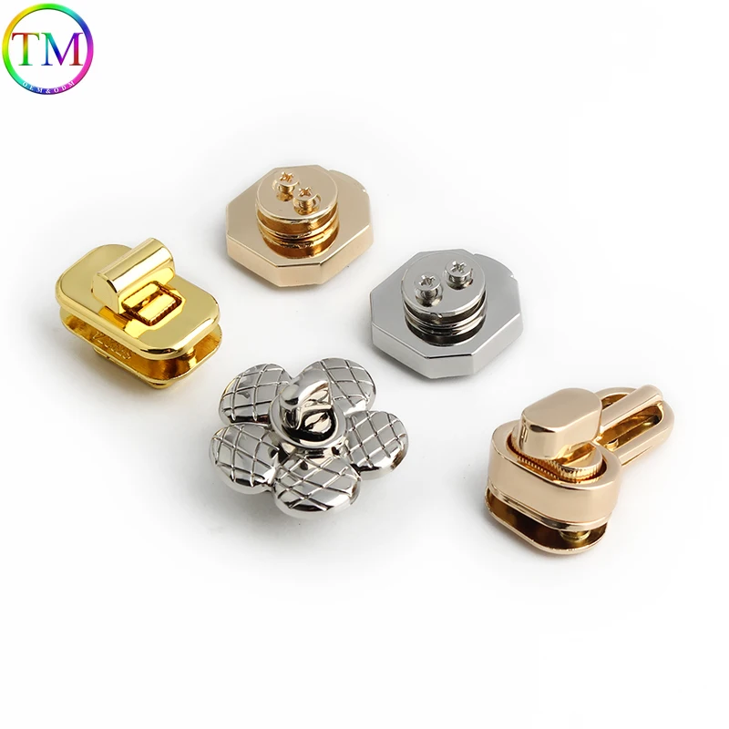 Flower Shape Metal Triangle Press Lock Fashion Switch Lock Clasp Leather Craft Women Bag Handbag Shoulder Bag Purse DIY Hardware