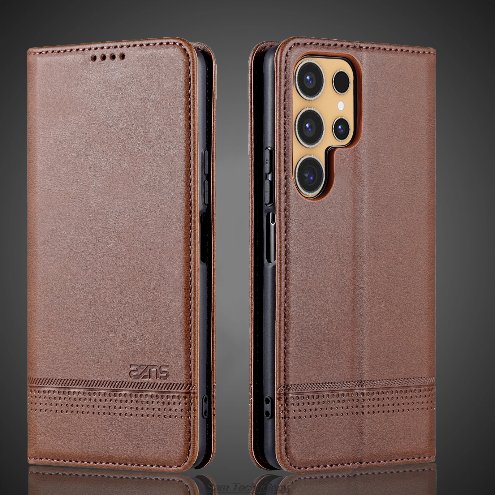 럭셔리 마그네틱 어트랙션 PU 가죽 케이스, 삼성 갤럭시 S25, S25 +, S25 울트라 홀스터 커버, 지갑 케이스, Capa ..