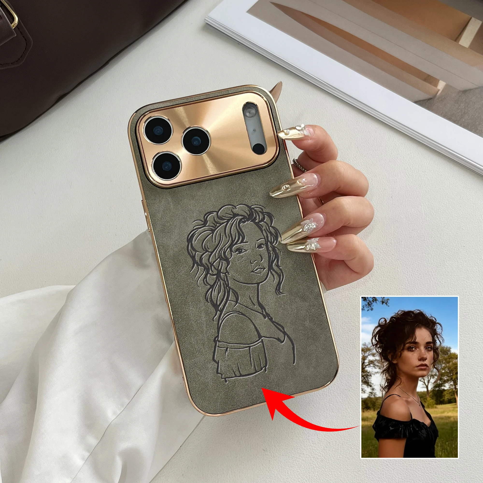 Personalized Custom Hand Drawn Lines EtcImage Design Plating Phone Case thumbnail 4