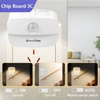 미국 유럽 플러그 LED 야간 조명 PIR 모션 센서 조명 스마트 램프, 110V 220V AAA 배터리, 침실 욕실 복도 옷장용