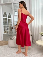 Chemise de nuit pour femmes, bretelles Spaghetti, col en V, élégante, luxe, confortable, respirante, vêtements de détente, loisirs quotidiens, Style classique 2