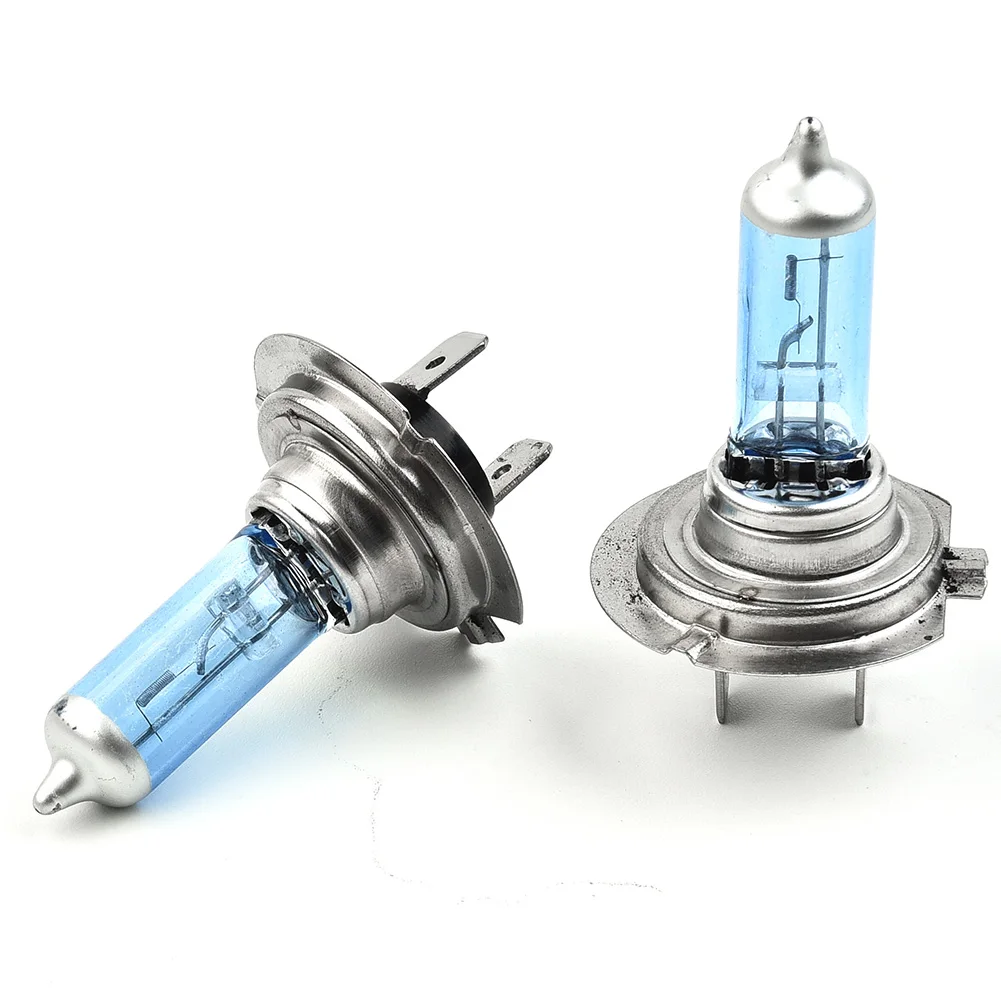 10 Pcs Car Headlight Bulb H7-55W Ultrawhite Light Blue Bubbles Car Halogen Lamp DC12V 6000K Quartz Glass Tube 10pcs h7 halogen headlight bulb 6000k warm white car light bulb headlight 55w 12v car headlight bulbs halogen car lights