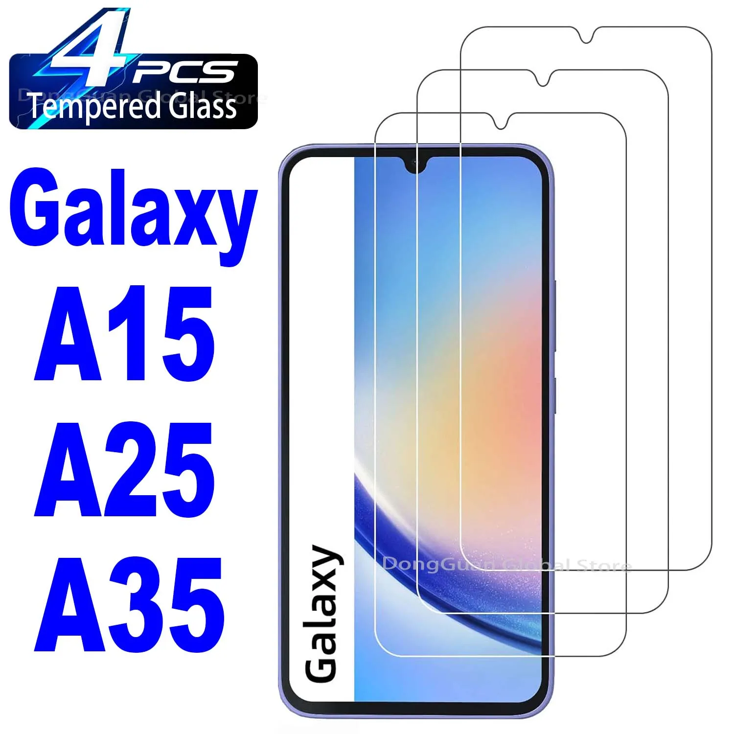 

2/4Pcs Tempered Glass For Samsung Galaxy A15 A25 A35 Screen Protector Glass Film