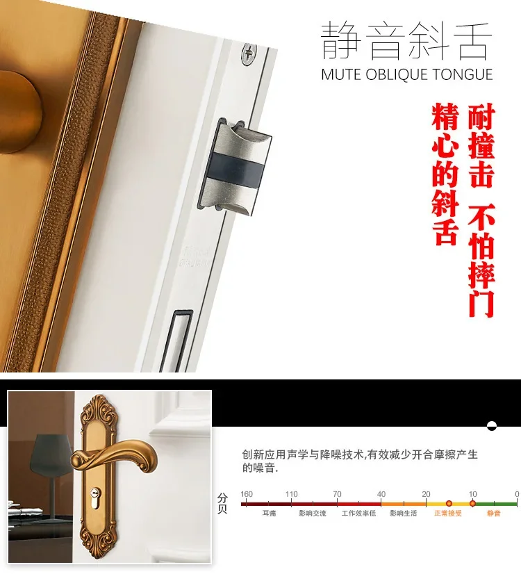 Description Picture 5 of itemHuanggu Bedroom Wooden Door Handle Lock, Silent Indoor Hardware Handle, Mobile Phone Mechanical Door Lock