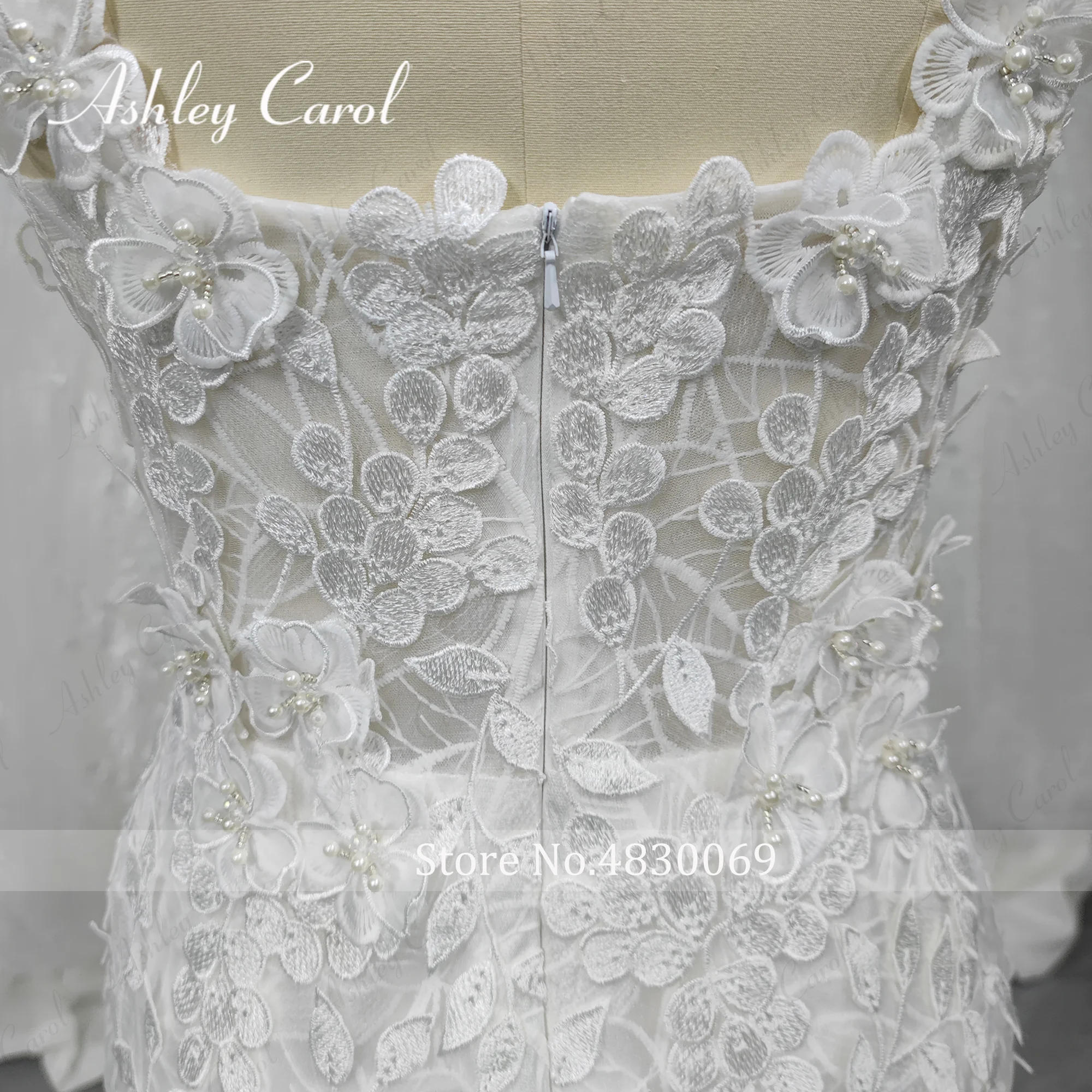 Ashley Carol Mermaid Wedding Dress 2023 Beading Crystal Appliques Spaghetti Straps Backless Long Train Wedding Gown Real photos 5