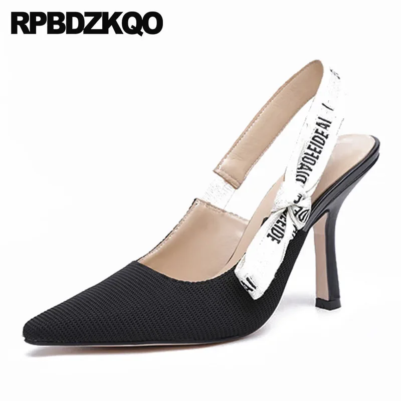 

Slingback Thin Customized Black Ladies Super Extreme Luxury Shoes Ultra Pointed Toe Strap Women Pumps High Heels Patent Leather
