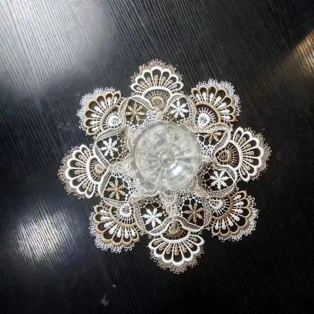 Nappe transparente en dentelle britannique avec bordure de feuilles, pour chambre à coucher, cuisine, hôtel, Restaurant, Table ronde, couverture antisalissure, décoration en tissu 6