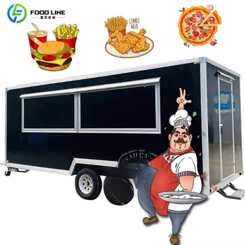 Attrezzatura per catering completa da 12 piedi Carrello per alimenti Carrello per alimenti per hot dog Rimorchio per alimenti personalizzato USA con attrezzatura da cucina completa per ristorante