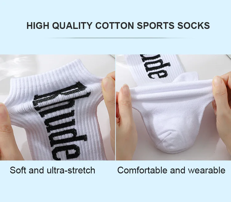 5 Paar Herren-Baumwollsocken, schwarz, weiß, einfarbig, atmungsaktiv, saugfähig, Laufsocken, Outdoor-Laufsocken – Detail 6