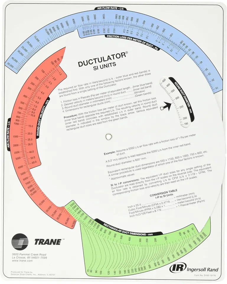 Duct Sizing Calculator TD1 with Protective Sleeve