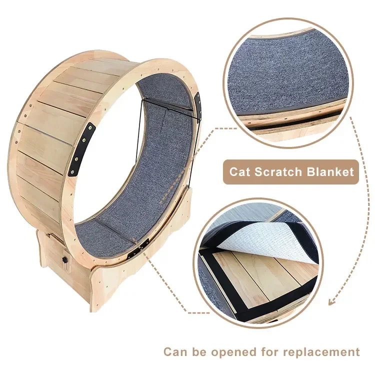 Rotating Pet Running Sports Kitten Treadmill Wheel Solid Wood Cat Wheel