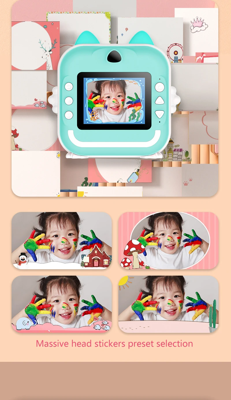 New Children Digital Mini Camera Screen Instant Print Photograph Video Thermal Paper Bluetooth HD Out Door Kids Brithday Gifts