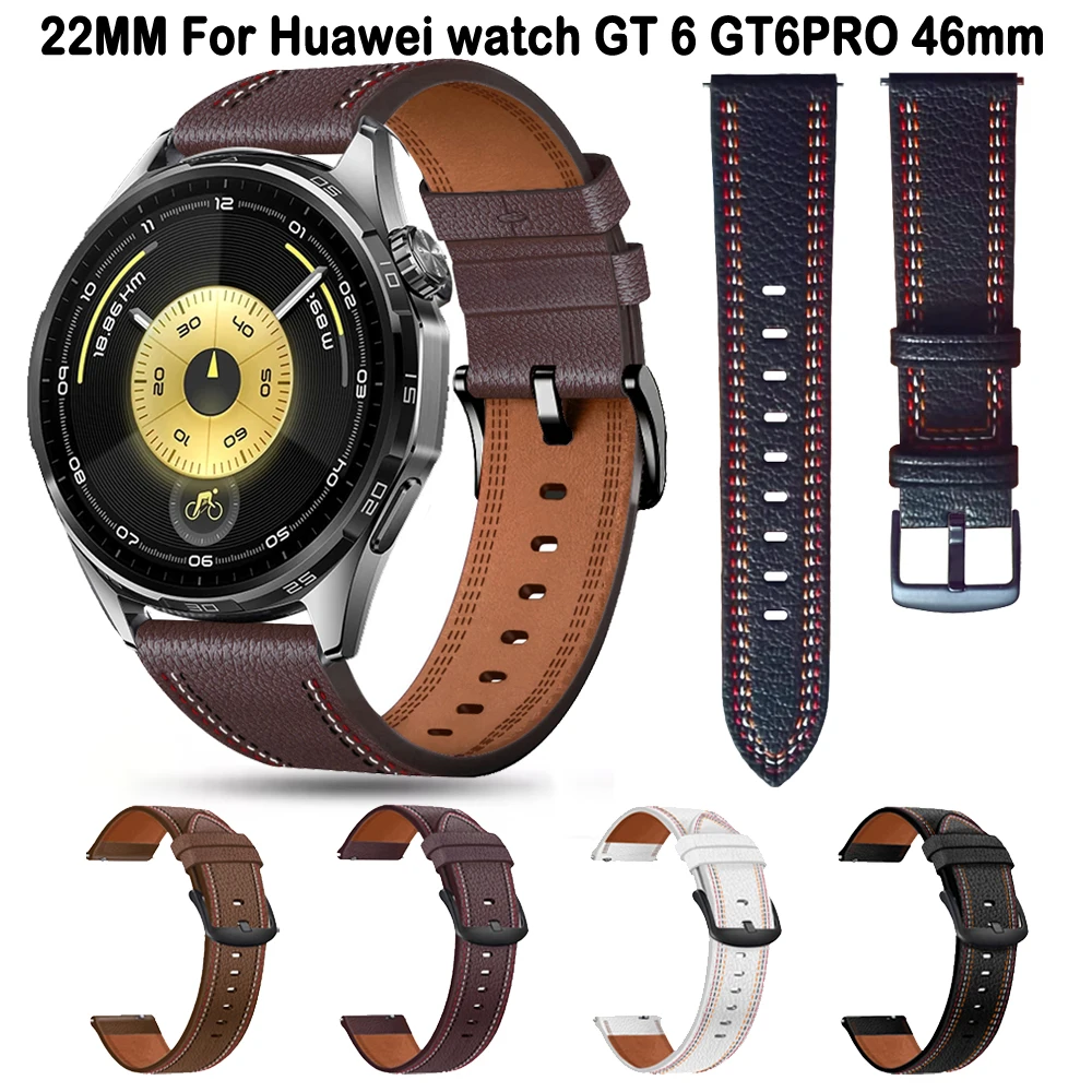 Premium 22mm Leather Sport Watchband - Replaceable Bracelet Accessory