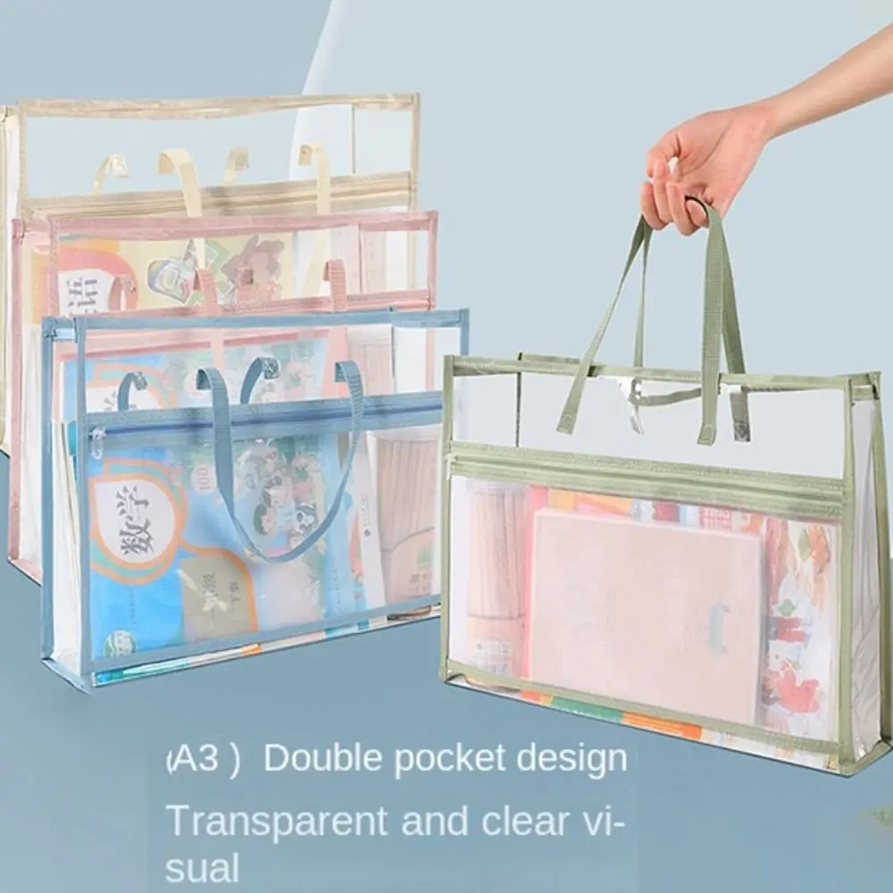PVC 파우치 가방, 다기능 투명 파일 가방, 두꺼운 대용량 문서 가방, 학교 사무용품, 신제품
