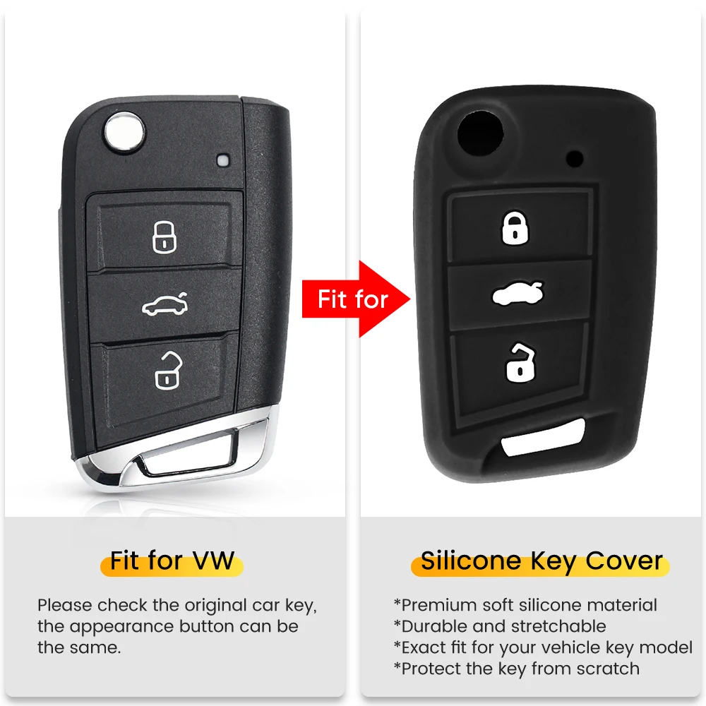 KEYYOU Silicone Key Case Key Cover For Volkswagen VW Golf 7 GTI R MK7 Tiguan For Skoda Octavia A7 Seat Leon Ibiza key case key case cover