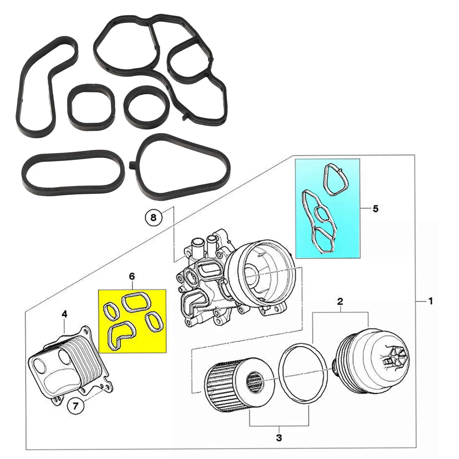 For Mini Convertible Countryman Coupe Paceman Roadster R57 2010- Oil Cooler Seal and Filter Housing 11428643747 11428643758