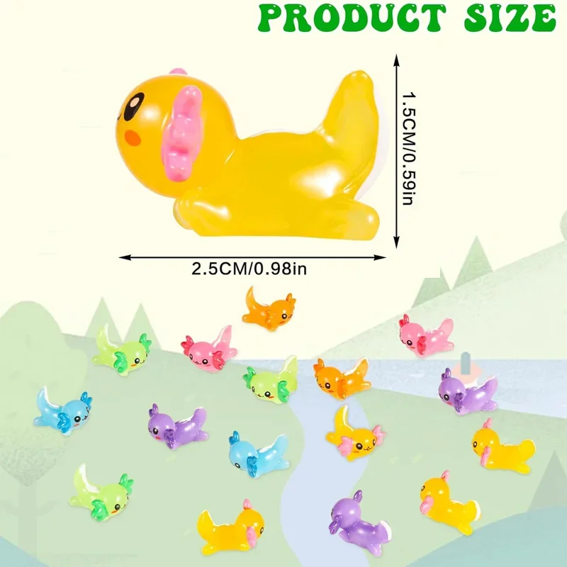 35PCS Resin Axolotl Ornament Miniatures Ambystoma Mexicanum Cute Animals Fish Tank Moss Microlandscape Fairy Garden Decoration 2