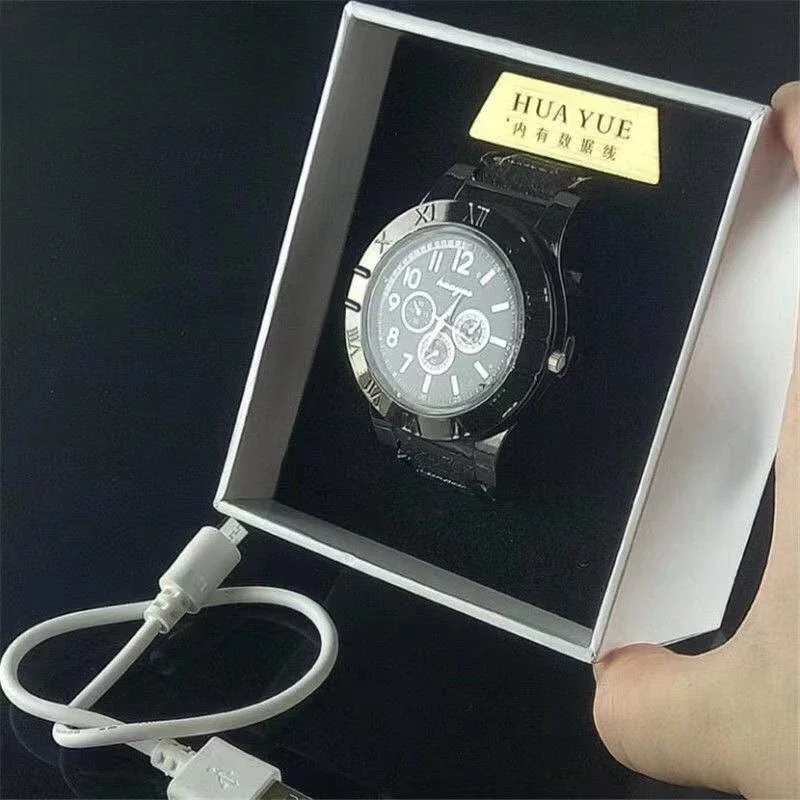 2023 Man Watch  USB Charge Windproof Electronic Flameless Lighter Watches Men's Quartz Watches erkek kol saat horloge heren 6