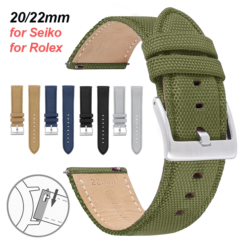 20 22 mm echtes Leder-Nylon-Armband für Rolex-Armband für Seiko-Armband für Huawei, hochwertiger Schnellverschluss-Uhrengürtel