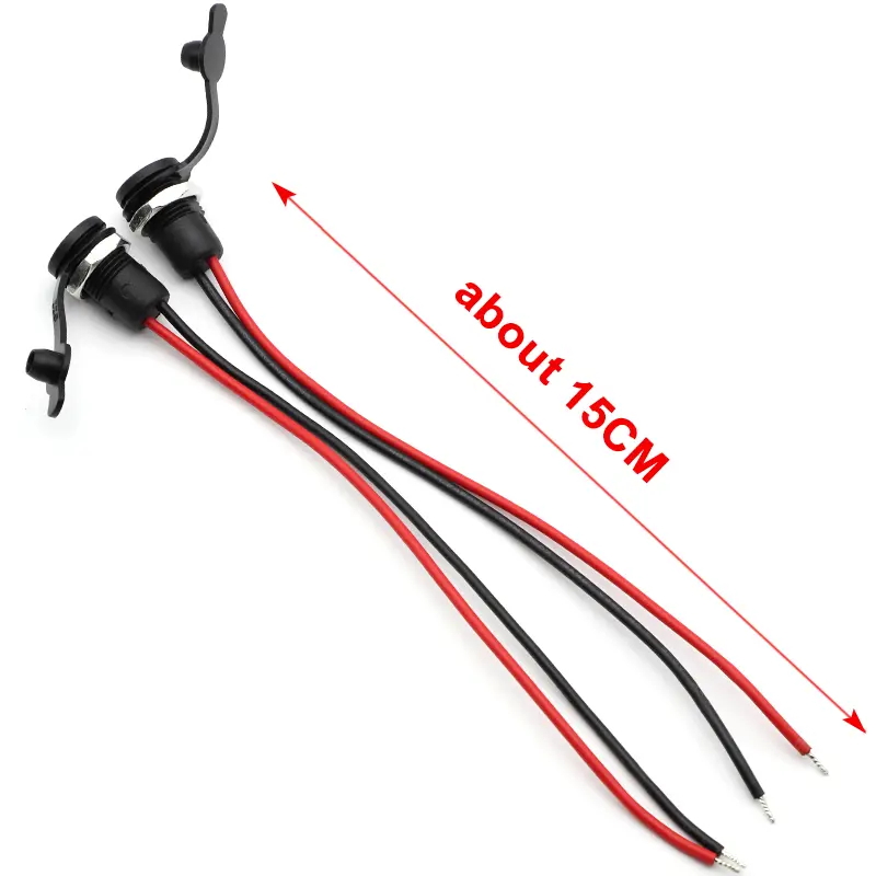 1/5/10pcs DC 5.5 X 2.1mm 5.5X2.5mm Battery DC Power Female Socket Waterproof Connector with 2 Pin 18AWG Pigtail Wire Cable DIY image 5